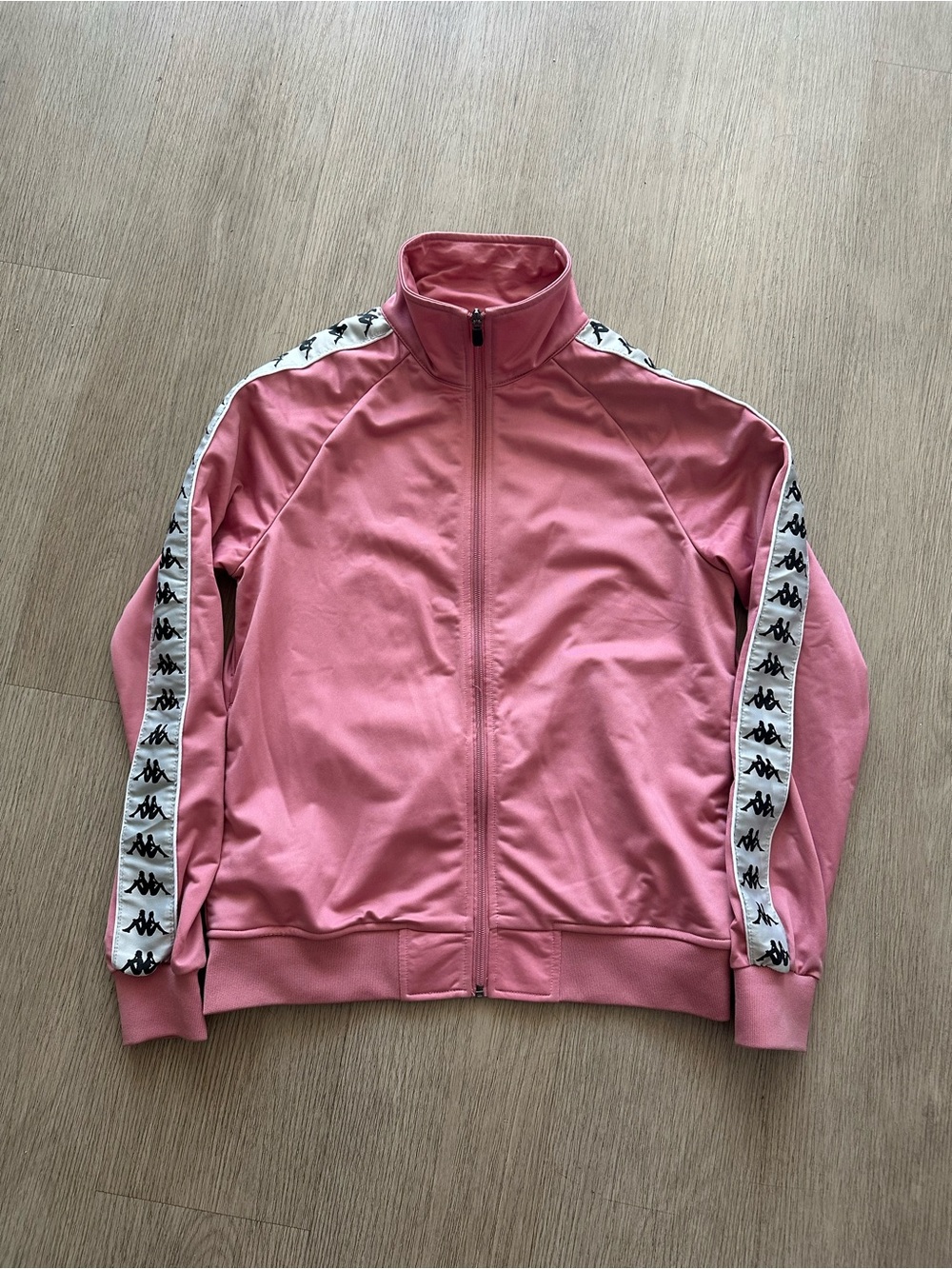 Kappa Pink Track-Style Varsity Jacket with Logo Taping Sz S